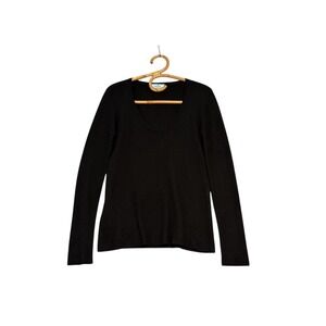 Prada | Black Scoop Neck Cashmere Silk Fine Knit Sweater Size 42